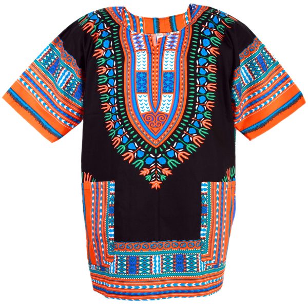African Dashiki Mexican Poncho Hippie Tribal Ethic Boho Shirt Black ad13o-0