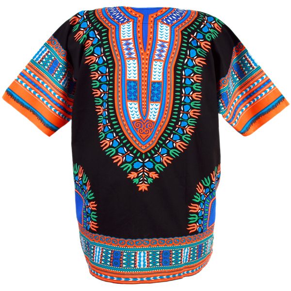 African Dashiki Mexican Poncho Hippie Tribal Ethic Boho Shirt Black ad13o-6878