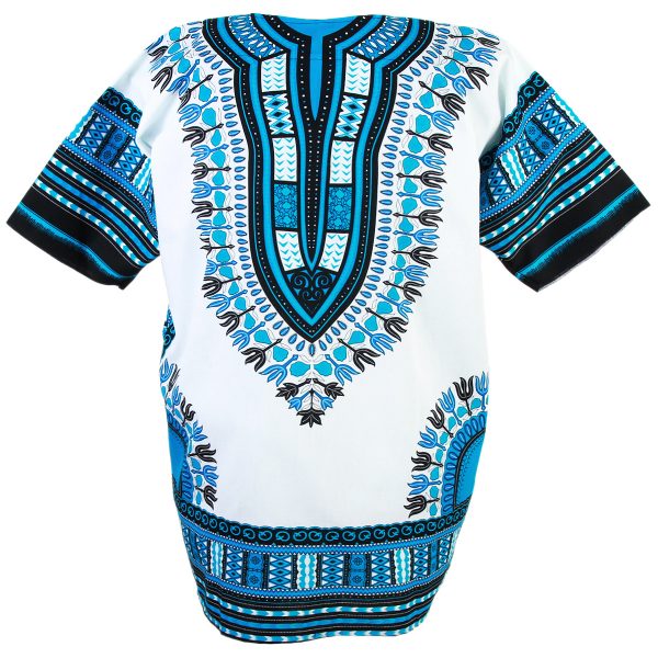 African Dashiki Mexican Poncho Hippie Tribal Ethic Boho Shirt White ad15c-6889