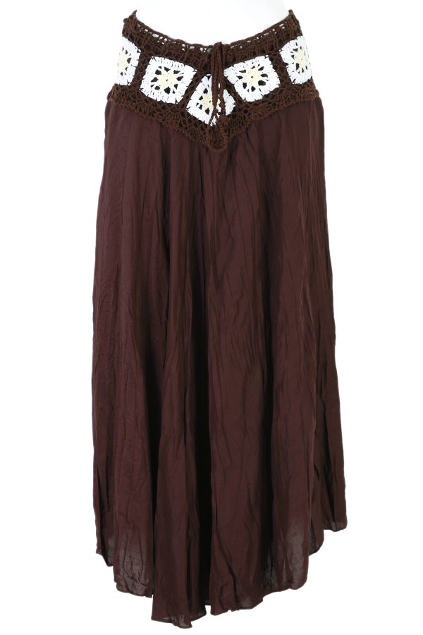 Bohemian Crochet Cotton Skirt Boho Hippy Hippie Gypsy Brown XS-XL sk168b1-6055