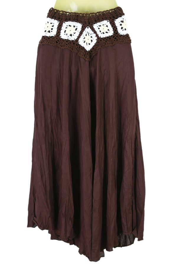 Bohemian Crochet Cotton Skirt Boho Hippy Hippie Gypsy Brown XS-XL sk168b1-6054
