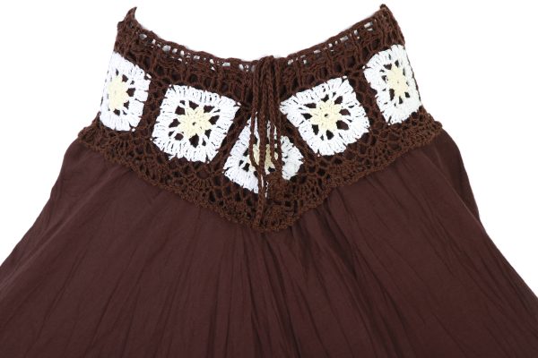 Bohemian Crochet Cotton Skirt Boho Hippy Hippie Gypsy Brown XS-XL sk168b1-6056