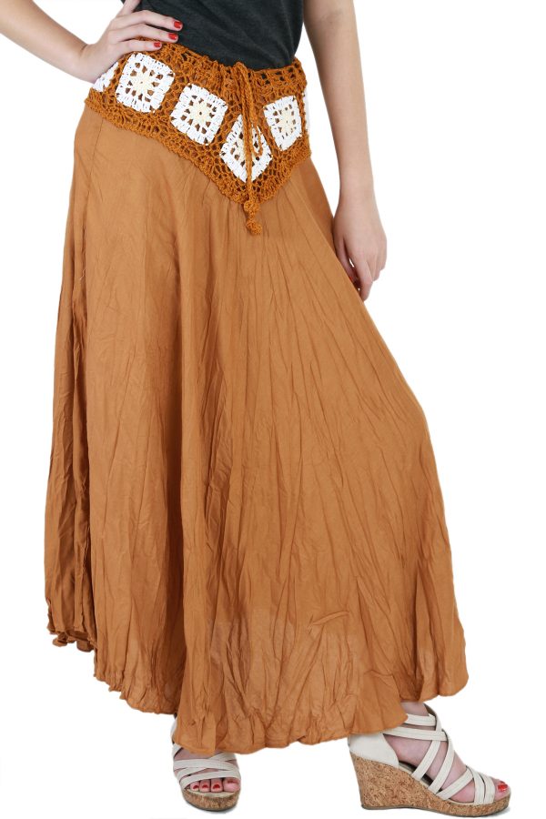 Bohemian Crochet Cotton Skirt Boho Hippy Hippie Gypsy Brown XS-XL sk168b2-6059