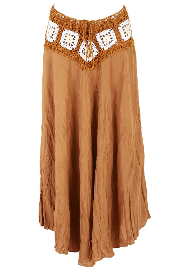Bohemian Crochet Cotton Skirt Boho Hippy Hippie Gypsy Brown XS-XL sk168b2-6061