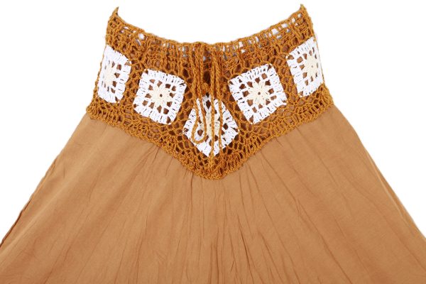 Bohemian Crochet Cotton Skirt Boho Hippy Hippie Gypsy Brown XS-XL sk168b2-6062