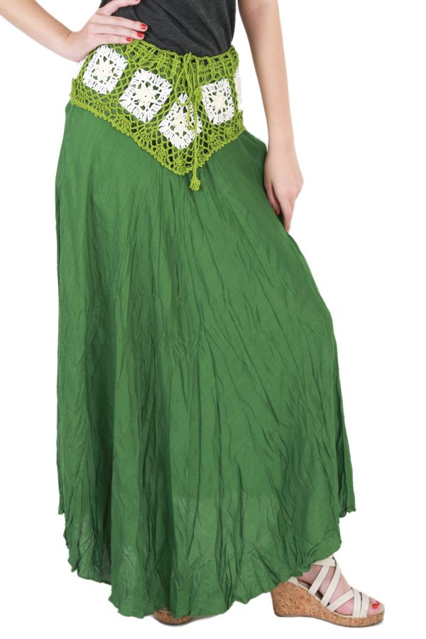 Bohemian Crochet Cotton Skirt Boho Hippy Hippie Gypsy Green XS-XL sk168t2-6077