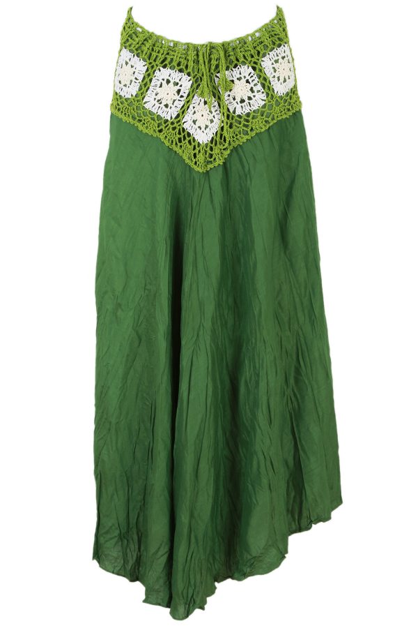Bohemian Crochet Cotton Skirt Boho Hippy Hippie Gypsy Green XS-XL sk168t2-6076