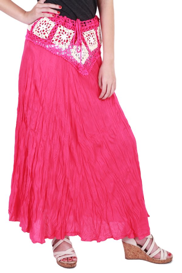 Bohemian Crochet Cotton Skirt Boho Hippy Hippie Gypsy Pink XS-XL sk168p-6080