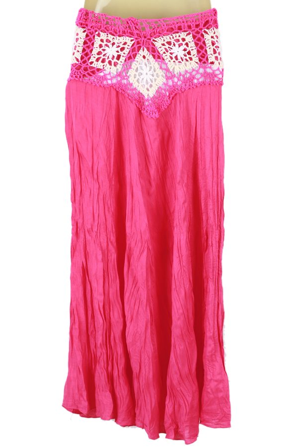 Bohemian Crochet Cotton Skirt Boho Hippy Hippie Gypsy Pink XS-XL sk168p-6081