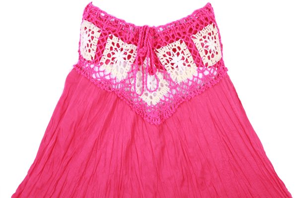 Bohemian Crochet Cotton Skirt Boho Hippy Hippie Gypsy Pink XS-XL sk168p-6079