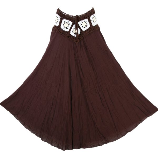 Bohemian Crochet Cotton Skirt Boho Hippy Hippie Gypsy Brown XS-XL sk168b1-0
