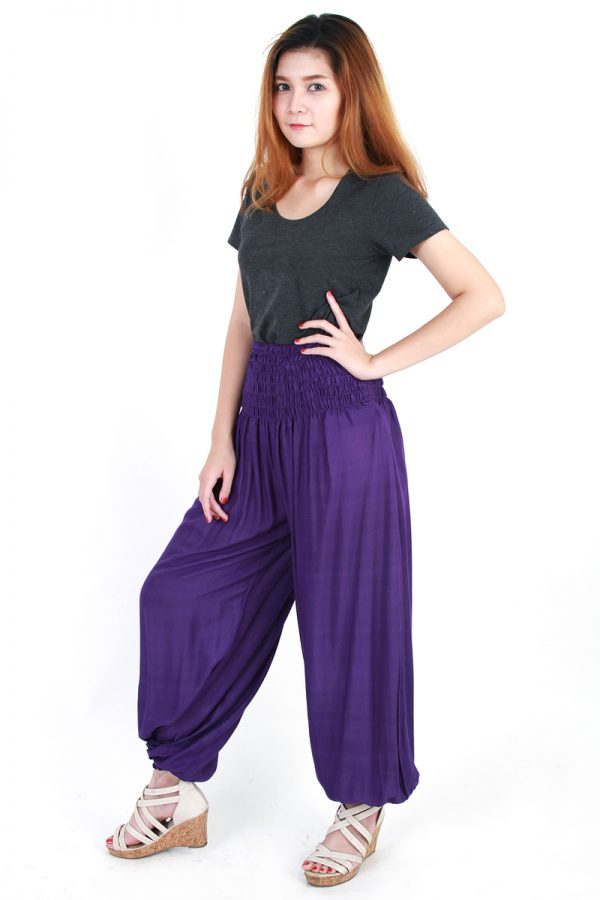 Yoga Gypsy Hippie Boho Genie Baggy Wide Leg Pants Trousers Purple pt16v-5694