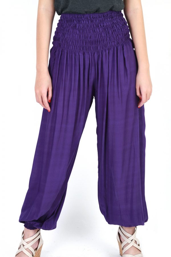 Yoga Gypsy Hippie Boho Genie Baggy Wide Leg Pants Trousers Purple pt16v-5696