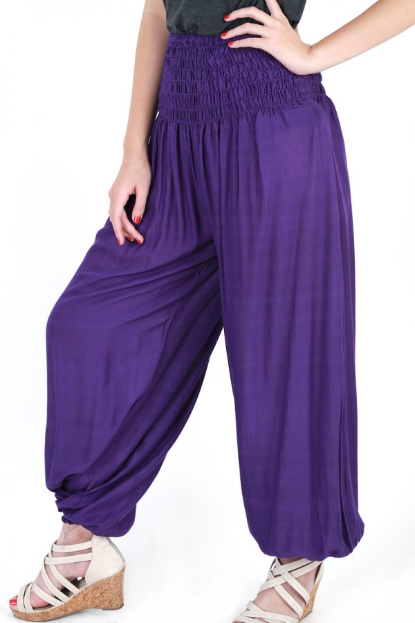 Yoga Gypsy Hippie Boho Genie Baggy Wide Leg Pants Trousers Purple pt16v-5698