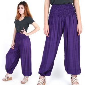 Yoga Gypsy Hippie Boho Genie Baggy Wide Leg Pants Trousers Purple pt16v-0