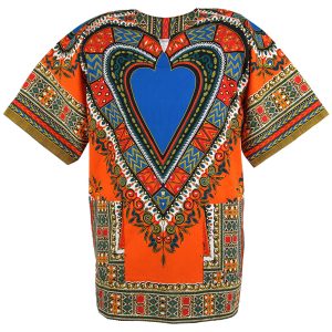 Heart African Dashiki Mexican Poncho Hippie Tribal Boho Shirt Orange ad17o-0