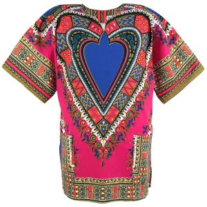 Heart African Dashiki Mexican Poncho Hippie Tribal Boho Shirt Pink ad17p-0
