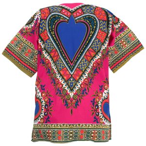 Heart African Dashiki Mexican Poncho Hippie Tribal Boho Shirt Pink ad17p-7611