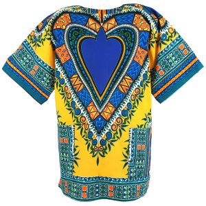 Heart African Dashiki Mexican Poncho Hippie Tribal Boho Shirt Yellow ad17y-0