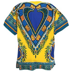 Heart African Dashiki Mexican Poncho Hippie Tribal Boho Shirt Yellow ad17y-7617