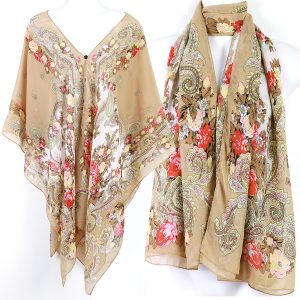 Vintage Floral Kaftan Caftan Tunic Dress Wing Blouses Scarf Beach Cover Up ts35b-0