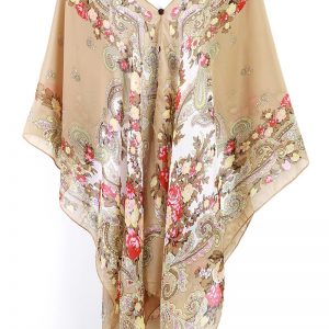Vintage Floral Kaftan Caftan Tunic Dress Wing Blouses Scarf Beach Cover Up ts35b-7742