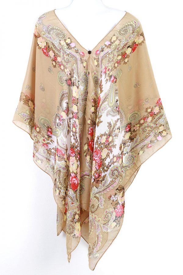 Vintage Floral Kaftan Caftan Tunic Dress Wing Blouses Scarf Beach Cover Up ts35b-7742