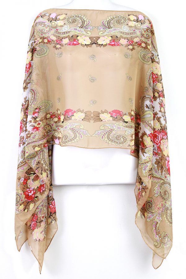 Vintage Floral Kaftan Caftan Tunic Dress Wing Blouses Scarf Beach Cover Up ts35b-7743