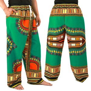 Dashiki African Pants Cotton Aladdin Yoga Harem Unisex BOHO Green ap01t-0