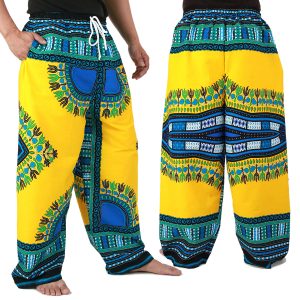 Dashiki African Pants Cotton Aladdin Yoga Harem Unisex BOHO Yellow ap01y-0