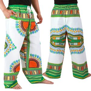 Dashiki African Pants Cotton Aladdin Yoga Harem Unisex BOHO White ap03wt-0