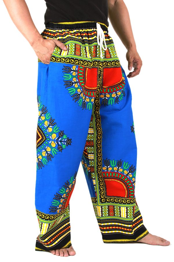 Dashiki African Pants Cotton Aladdin Yoga Harem Unisex BOHO Blue ap01s-8155