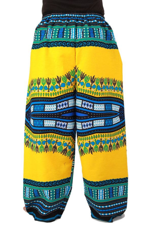 Dashiki African Pants Cotton Aladdin Yoga Harem Unisex BOHO Yellow ap01y-8164
