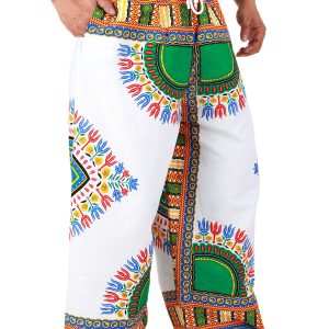 Dashiki African Pants Cotton Aladdin Yoga Harem Unisex BOHO White ap03ws-8182