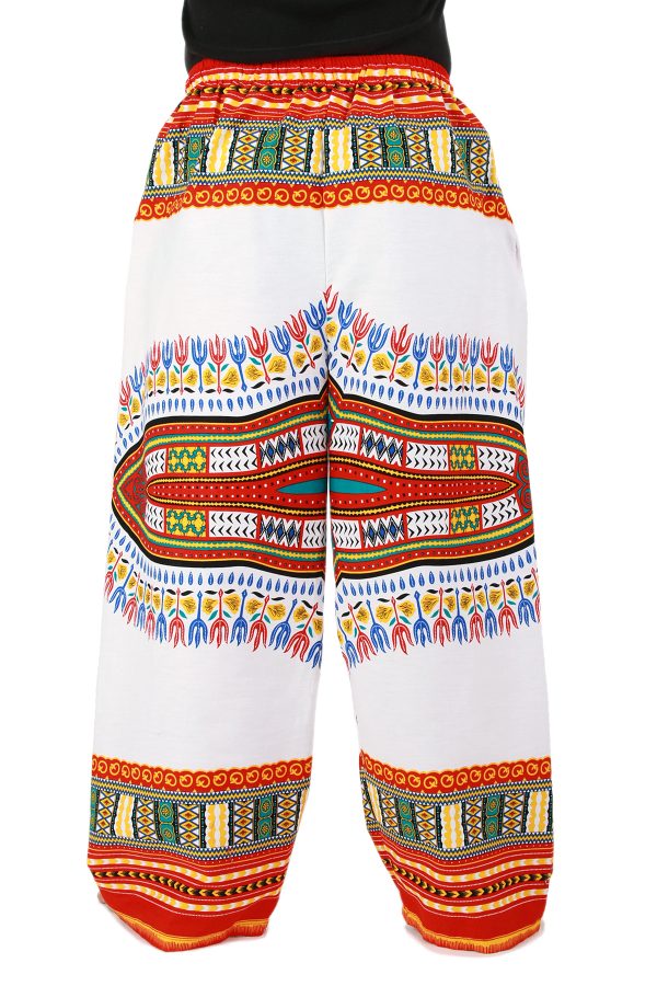 Dashiki African Pants Cotton Aladdin Yoga Harem Unisex BOHO White ap03wr-8179