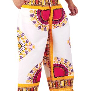 Dashiki African Pants Cotton Aladdin Yoga Harem Unisex BOHO White ap03wo-8176