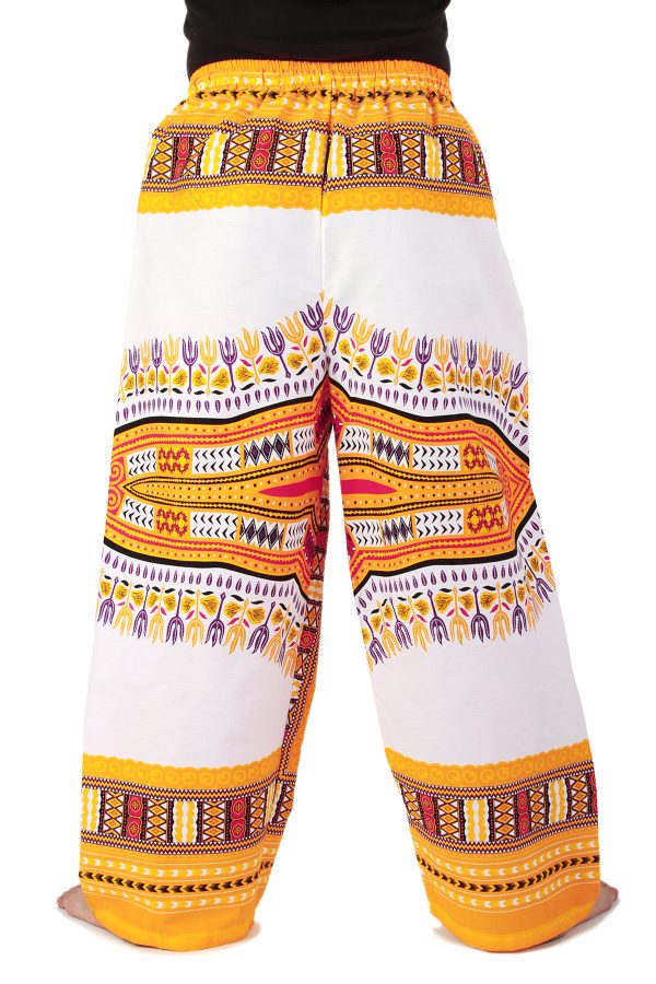 Dashiki African Pants Cotton Aladdin Yoga Harem Unisex BOHO White ap03wo-8177