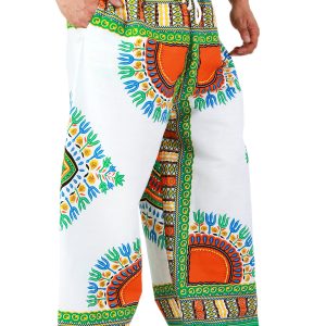 Dashiki African Pants Cotton Aladdin Yoga Harem Unisex BOHO White ap03wt-8174