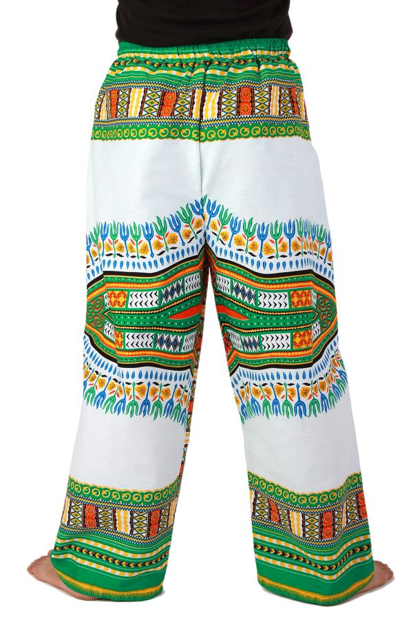 Dashiki African Pants Cotton Aladdin Yoga Harem Unisex BOHO White ap03wt-8173
