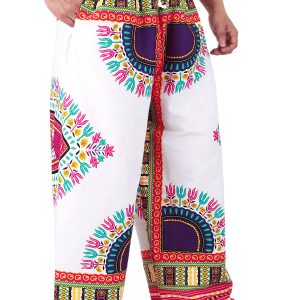 Dashiki African Pants Cotton Aladdin Yoga Harem Unisex BOHO White ap03wp-8170
