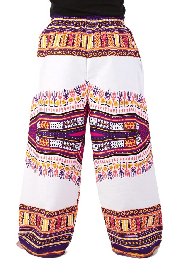 Dashiki African Pants Cotton Aladdin Yoga Harem Unisex BOHO White ap03wv-8167