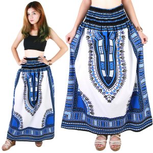 Dashiki African Skirt Cotton Mexican Hippie Tribal Ethic Boho White as02s-0