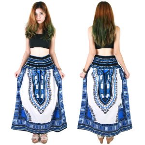 Dashiki African Skirt Cotton Mexican Hippie Tribal Ethic Boho White as02s-8191