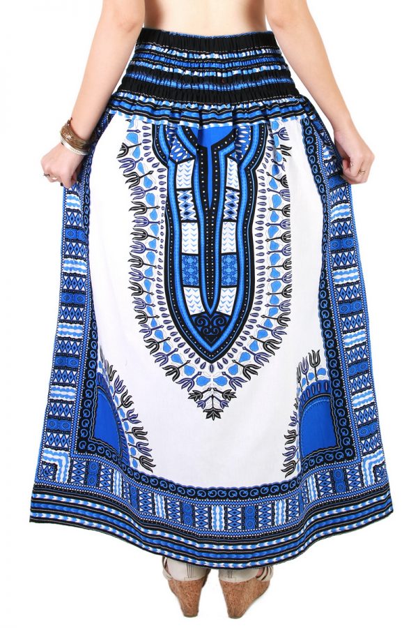 Dashiki African Skirt Cotton Mexican Hippie Tribal Ethic Boho White as02s-8192