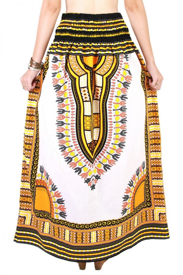 Dashiki African Skirt Cotton Mexican Hippie Tribal Ethic Boho White as02y-8187