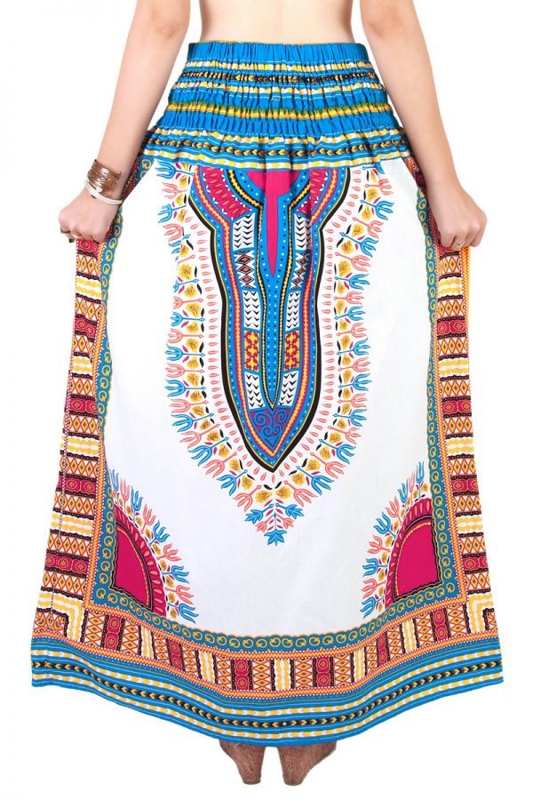 Dashiki African Skirt Cotton Mexican Hippie Tribal Ethic Boho White as03c-8196