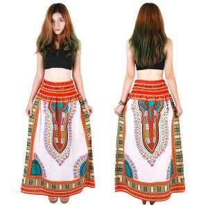 Dashiki African Skirt Cotton Mexican Hippie Tribal Ethic Boho White as03r-8200