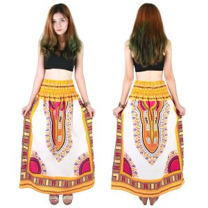 Dashiki African Skirt Cotton Mexican Hippie Tribal Ethic Boho White as03y-8204