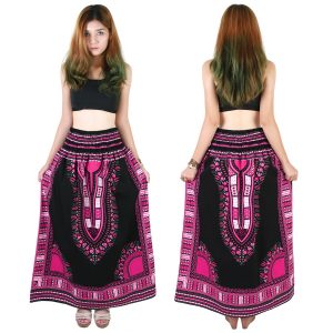 Dashiki African Skirt Cotton Mexican Hippie Tribal Ethic Boho Black as04p-8225