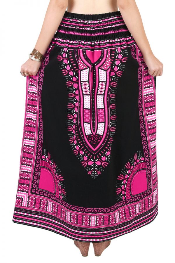 Dashiki African Skirt Cotton Mexican Hippie Tribal Ethic Boho Black as04p-8228